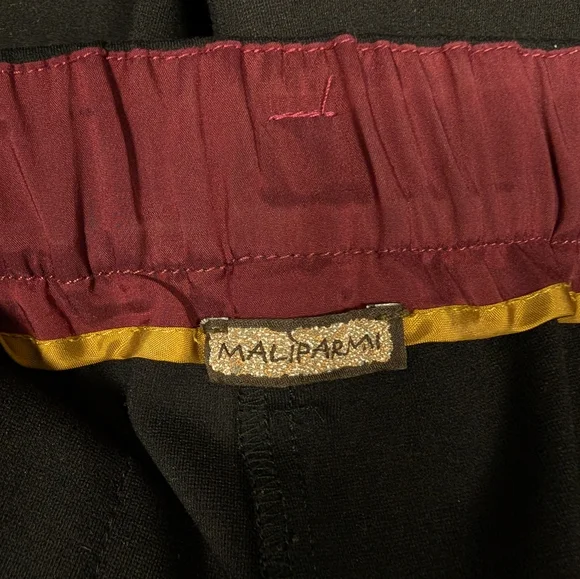 Maliparmi Black Pleated Minimalist Wide Leg Trousers Women's 44 US 8